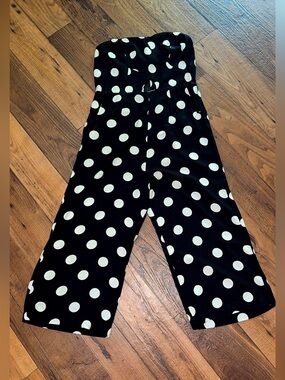 Pristine Truth NYC Game Day Strapless Polka Dot Cutout Wide Leg Jumpsuit Medium